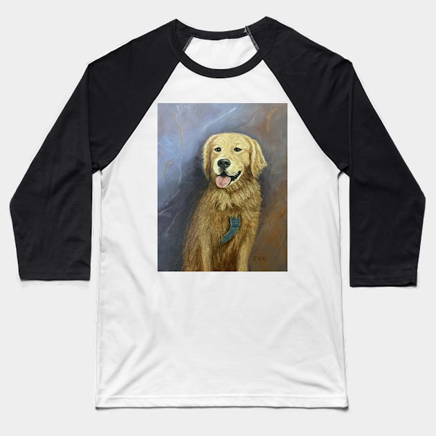 Golden Retriever Service Dog Baseball T-Shirt by KarenZukArt